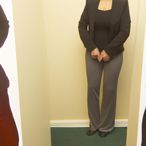 Find the perfect dressy pant suit by considering various factors for a flattering look