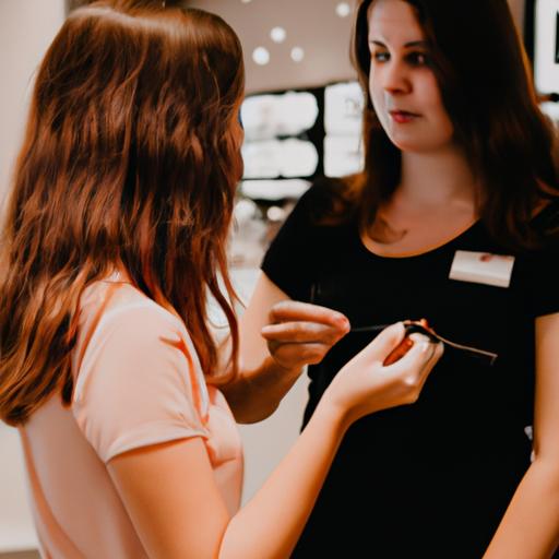 A customer trying out a Jones Road Beauty product with the guidance of a Sephora beauty advisor